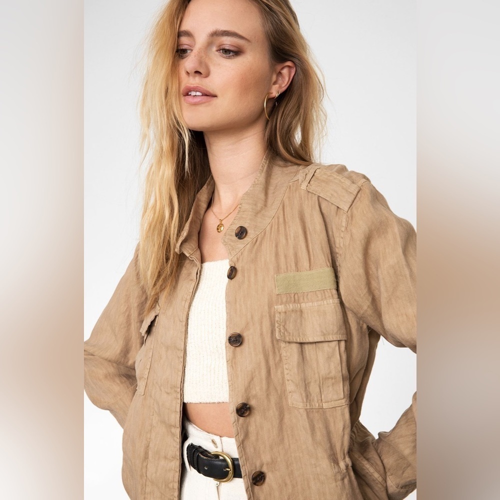 Rails Sahara Linen Tan Utility Jacket Small